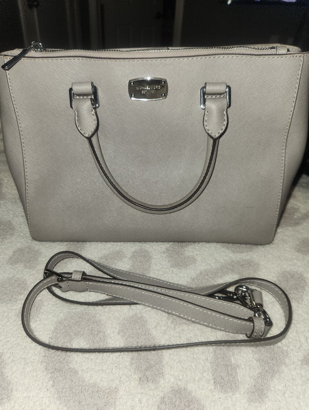 Michael Kors Grey Satchel Handbag with Removable Strap